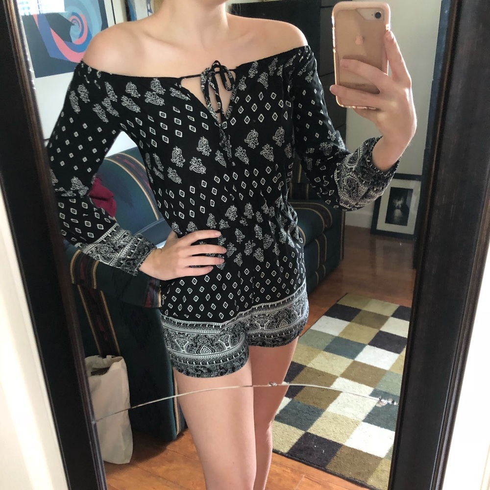 Black and White LA Hearts Romper